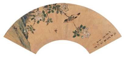 王武 丙辰（1676年）作 花鸟 扇面